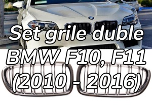 Grila dubla BMW F10 F11 M-LOOK crom negru lucios - Img 1