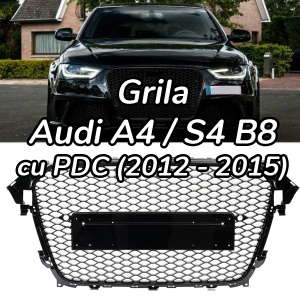 Grila fara emblema Audi A4 S4 B8 (2012 - 2015) 'RS Style negru' lucios PDC - Img 1