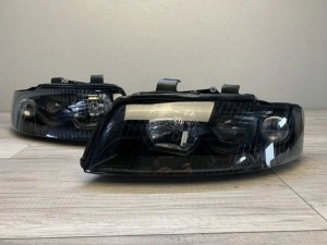 Set faruri Audi A4 B6 look negru cu lupa - Img 2