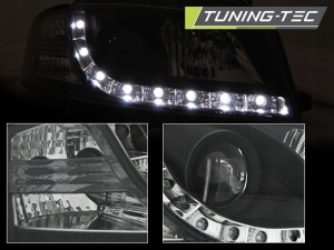Faruri Audi A3 8P (2003 - 2008) DAYLIGHT look negru cu lupa - Img 3