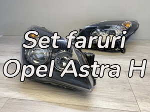 Faruri Opel Astra H GTC Twintop Angel Eyes look negru cu lupa