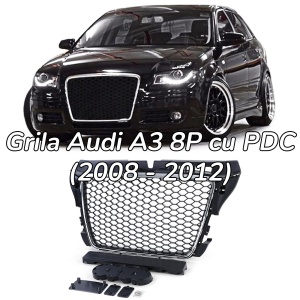 Grila Audi A3 8P (2008 - 2012) 'RS Style' crom negru PDC - Img 1