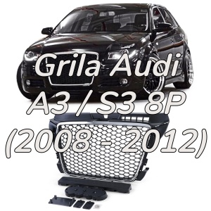 Grila Audi A3 8P (2008 - 2012) 'RS Style' crom negru PDC