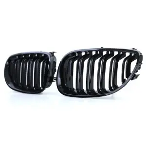 Grila dubla BMW E60 E61 M-LOOK negru lucios - Img 4
