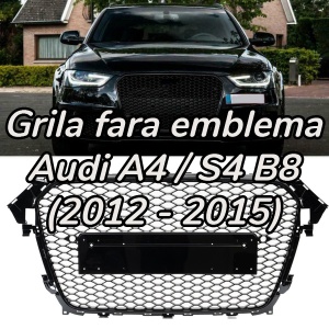Grila fara emblema Audi A4 S4 B8 (2012 - 2015) 'RS Style negru' lucios PDC