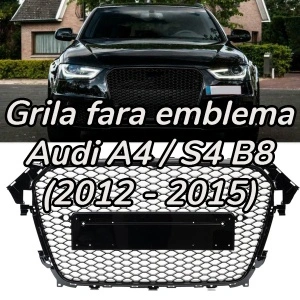 Grila fara emblema Audi A4 S4 B8 (2012 - 2015) 'RS Style negru' lucios PDC
