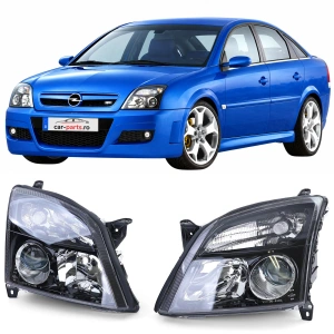 Set faruri Opel Vectra C look negru cu lupa