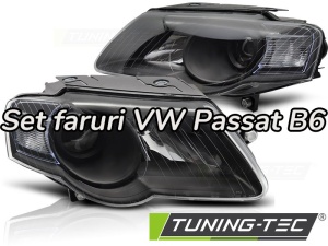 Faruri VW Passat B6 (3C) look negru cu lupa