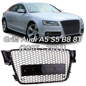 Grila Audi A5 8T (2007 - 2011) RS look negru lucios PDC
