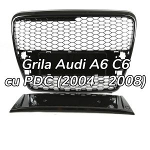 Grila fara emblema Audi A6 C6 (2004 - 2008) 'RS Style' negru lucios PDC - Img 1