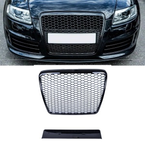 Grila fara emblema Audi A6 C6 (2009 - 2011) 'RS Style' negru lucios - Img 2