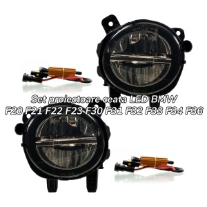 Proiectoare ceata BMW F20 F21 F22 F23 F30 F31 F32 F33 F34 F36 cu LED fumuriu