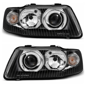 Set faruri Audi A3 8L (2000 - 2003) look negru cu lupa - Img 2
