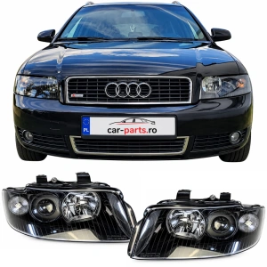 Set faruri Audi A4 B6 look negru cu lupa