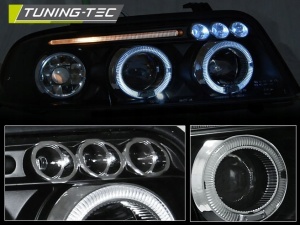 Faruri Audi A4 B5 ANGEL EYES (1999 - 2000) look negru cu lupa - Img 2