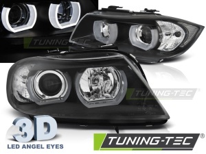 Faruri BMW E90 E91 NFL 3D Angel Eyes negru - Img 1