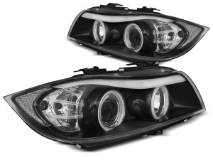 Faruri BMW E90 E91 NFL Angel Eyes CCFL negru - Img 2