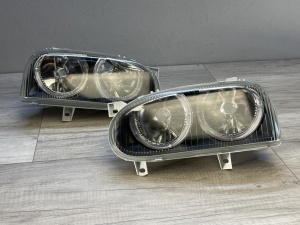 Faruri VW Golf 3 Angel Eyes look negru - Img 2
