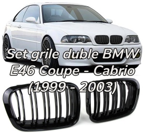 Grila dubla BMW E46 coupe cabrio NFL M-LOOK negru lucios