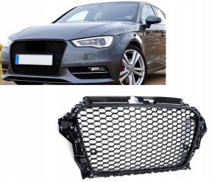 Grila fara emblema Audi A3 S3 8V (2012 - 2016) RS Style negru lucios PDC