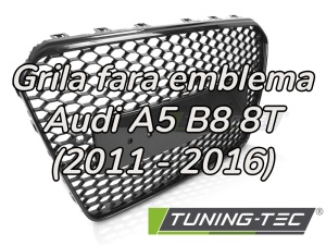 Grila fara emblema Audi A5 B8 8T (2011 - 2016) 'RS Style' negru lucios PDC