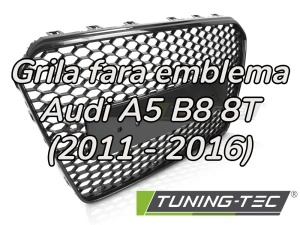 Grila fara emblema Audi A5 B8 8T (2011 - 2016) 'RS Style' negru lucios PDC