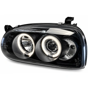 Set faruri VW Golf 3 Angel Eyes look negru cu lupa - Img 3