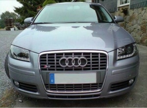Faruri Audi A3 8P (2003 - 2008) DAYLIGHT look negru cu lupa - Img 4