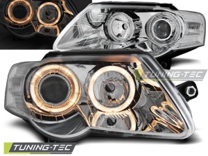 Faruri VW Passat B6 (3C) ANGEL EYES look crom cu lupa
