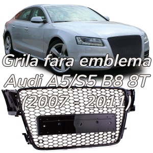 Grila Audi A5 8T (2007 - 2011) RS look negru lucios PDC