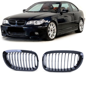 Grila BMW E46 coupe cabrio FL FACELIFT negru lucios - Img 2