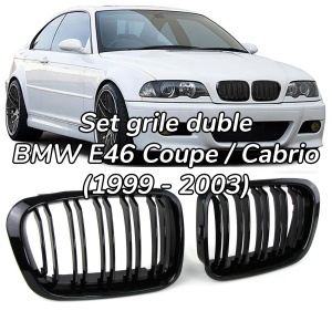 Grila dubla BMW E46 coupe cabrio NFL M-LOOK negru lucios - Img 1