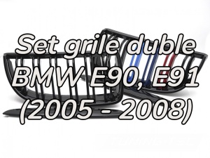Grila dubla BMW E90 E91 NFL M-Power negru lucios
