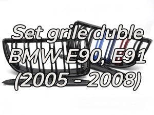 Grila dubla BMW E90 E91 NFL M-Power negru lucios