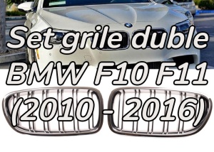 Grila dubla BMW F10 F11 M-LOOK crom negru lucios