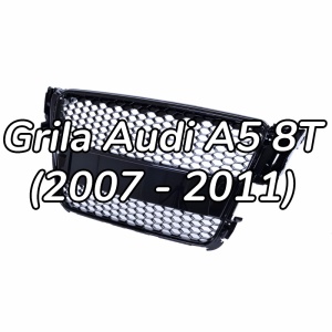 Grila fara emblema Audi A5 8T (2007 - 2011) 'RS Style' negru lucios