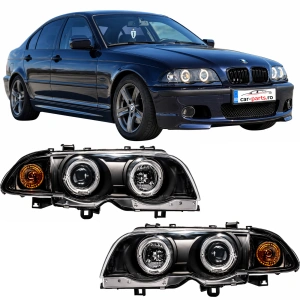 Set faruri BMW E46 NFL Angel Eyes negru