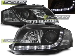 Faruri Audi A3 8P (2003 - 2008) DAYLIGHT look negru cu lupa