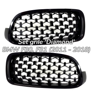 Grila BMW F30 F31 DIAMOND look negru lucios - Img 1