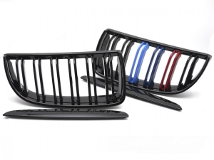 Grila dubla BMW E90 E91 NFL M-Power negru lucios - Img 2