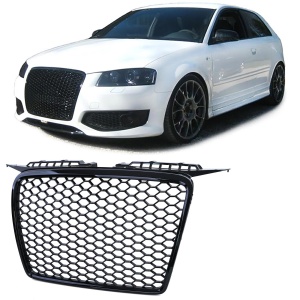Grila fara emblema Audi A3 8P (2005 - 2008) RS Style negru lucios