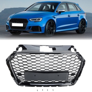 Grila fara emblema Audi A3 S3 8V negru lucios (2017 - 2020) PDC
