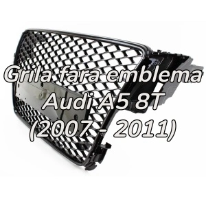 Grila fara emblema Audi A5 8T (2007 - 2011) 'RS Style' negru lucios PDC