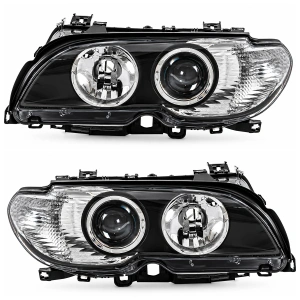 Set faruri BMW E46 coupe, cabrio (2003 - 2007) cu lupa, look negru - Img 2