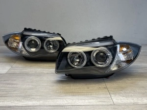 Set faruri BMW E81, E82, E87, E88 Angel Eyes negru - Img 2