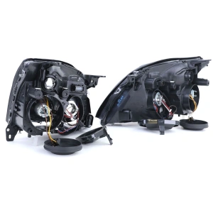 Set faruri Opel Vectra C look negru cu lupa - Img 5