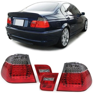 Stopuri BMW E46 FL sedan rosu fumuriu LED - Img 1