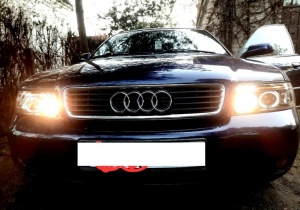Faruri Audi A4 B5 ANGEL EYES (1999 - 2000) look negru cu lupa - Img 3