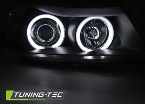Faruri BMW E90 E91 NFL Angel Eyes CCFL negru - Img 3