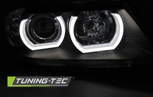 Faruri BMW E90 E91 NFL Xenon 3D Angel Eyes negru - Img 2